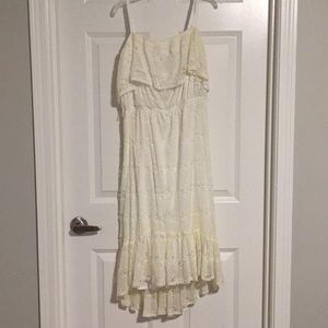 Off white lace high low dress